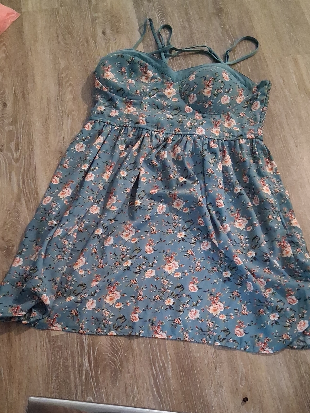 Xhilaration Teal Floral Padded Babydoll Chemise
